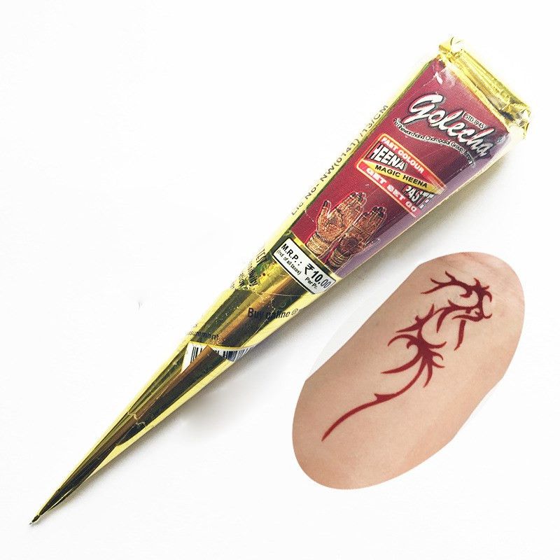 Golecha 25g Dark Red Mehndi Henna Cones Indian Natural Henna Tattoo Paste  Temporary Tattoos Hand Body Art Paint Pigment From Youlimayi01, $18.55